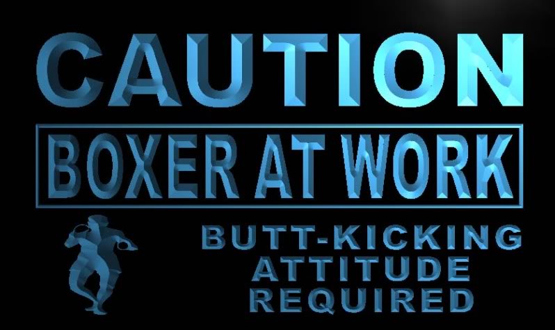 Caution Boxer At Work Neon Light Sign